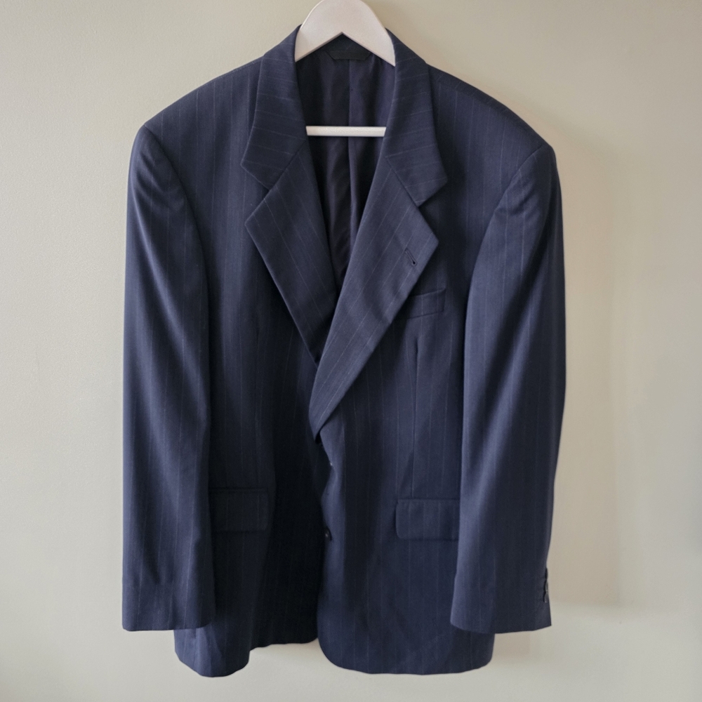 Ermenegildo Zegna 42R Old Money Luxury Professional Wide Pinstripe Wool Blazer
